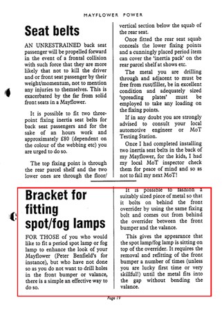 Bracket for Fitting Spot/Fog Lamps